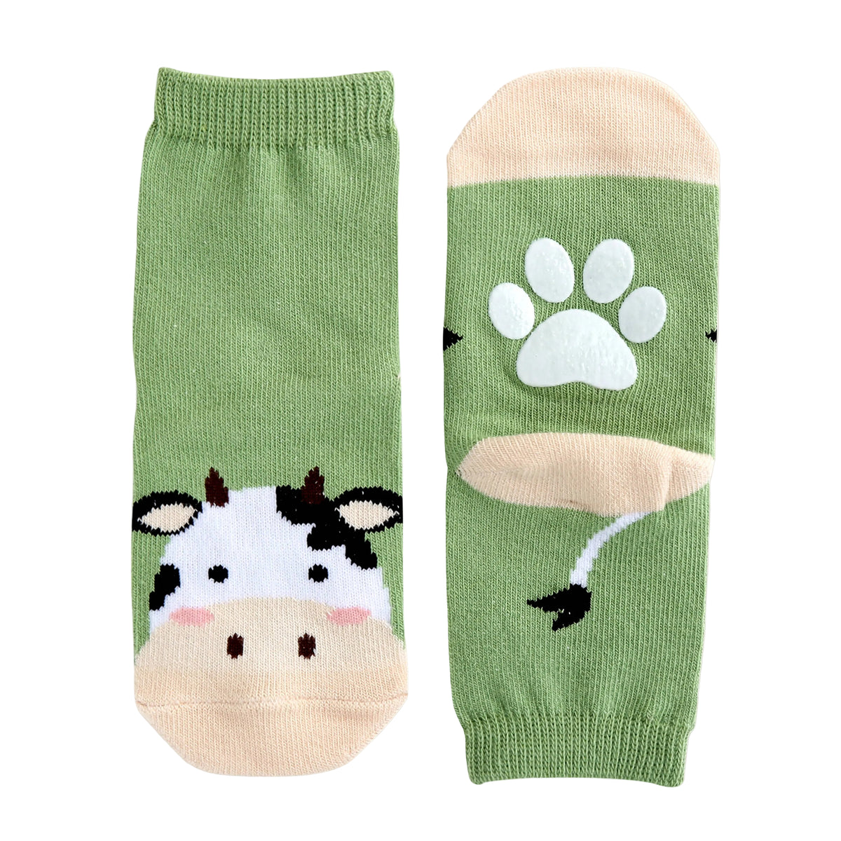 Non-Slip Grip Ankle Socks Cow Zoo