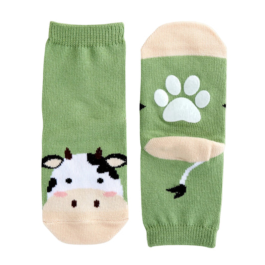 Non-Slip Grip Ankle Socks Cow Zoo