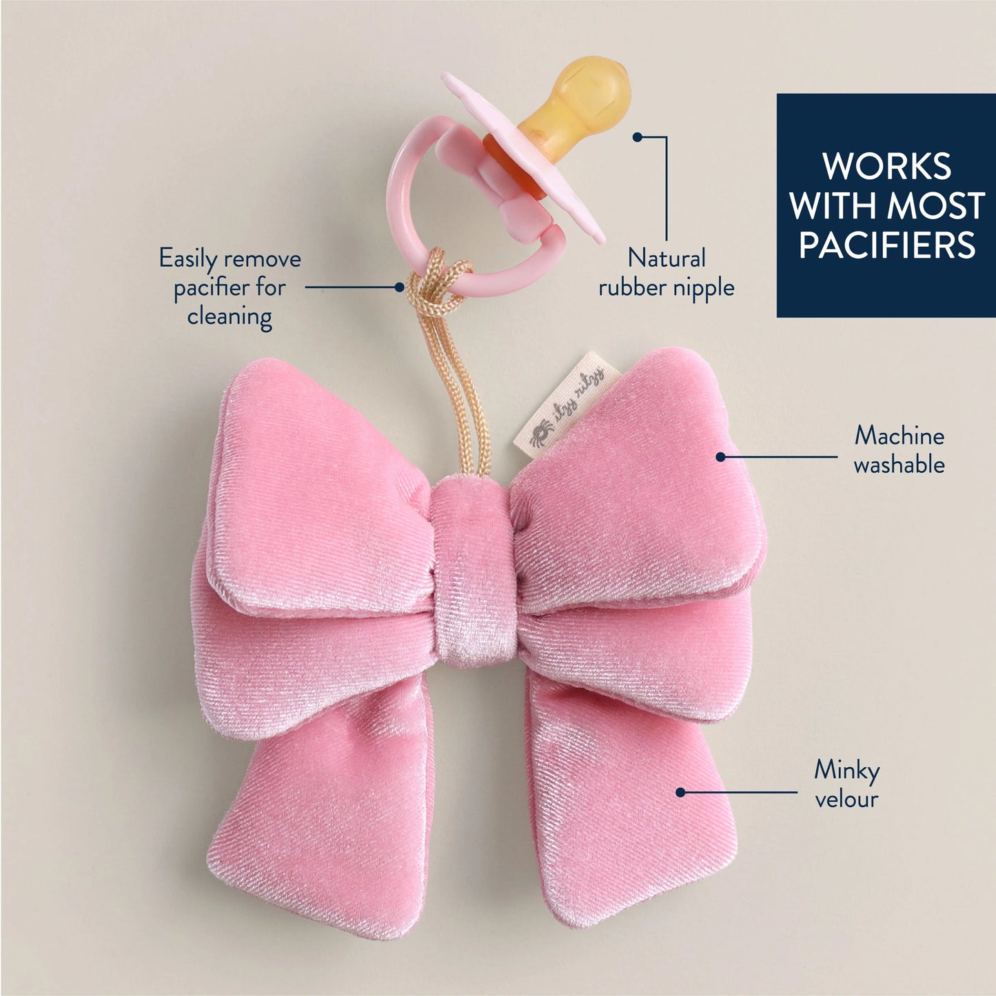 Bow Bitzy Pal Natural Rubber Pacifier & Plush