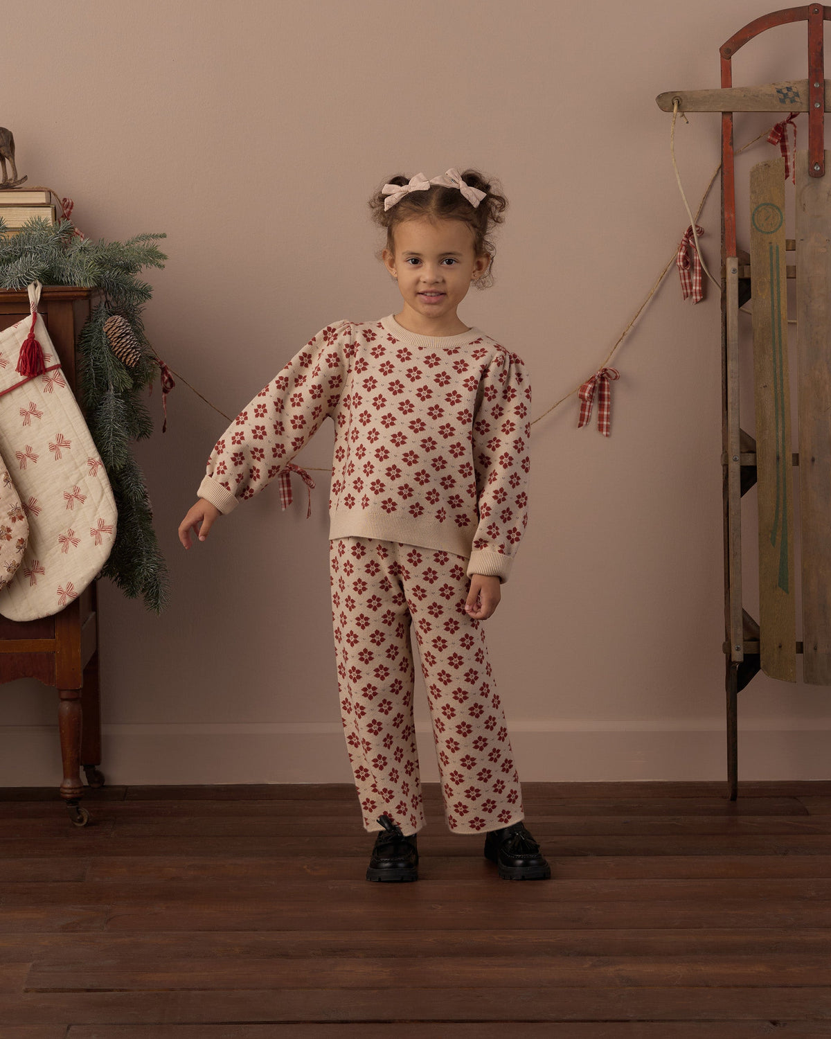 Jacquard Knit Set Poinsettia