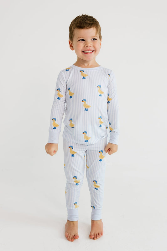 Blue Stripe Ducks Two Piece Set