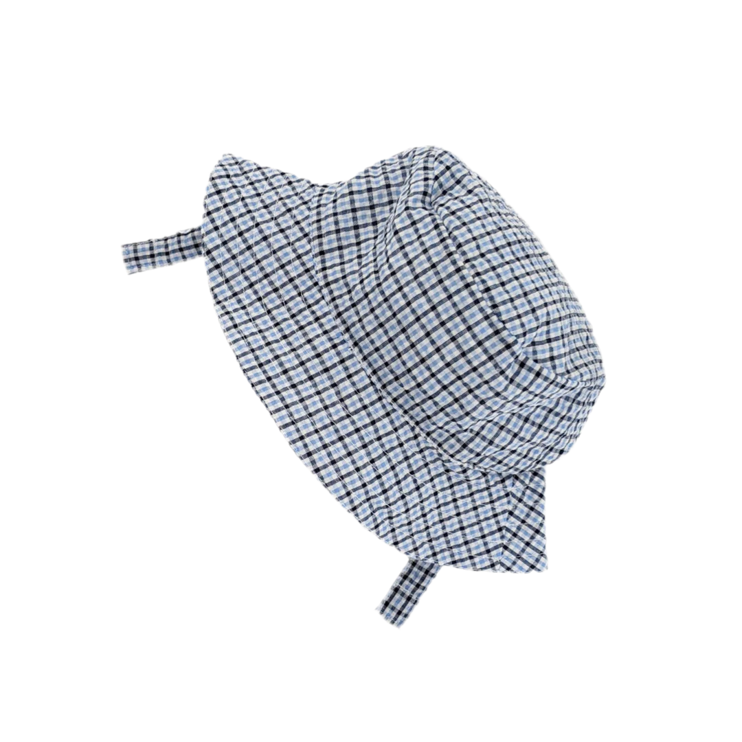 Blue Plaid UPF 25+ Seersucker Bucket Hat for Babies and Toddlers