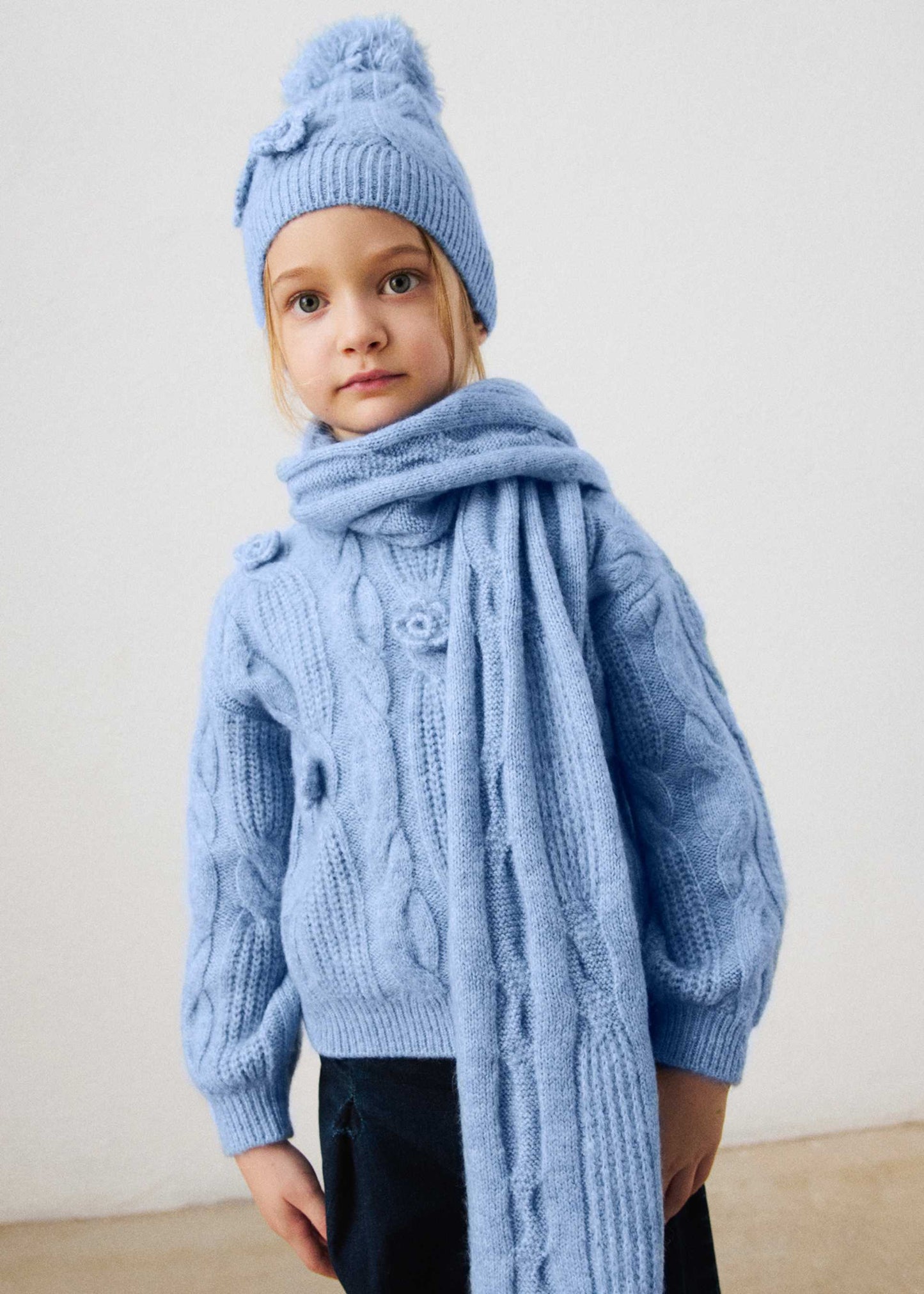 Sky Blue 3D Flower Sweater