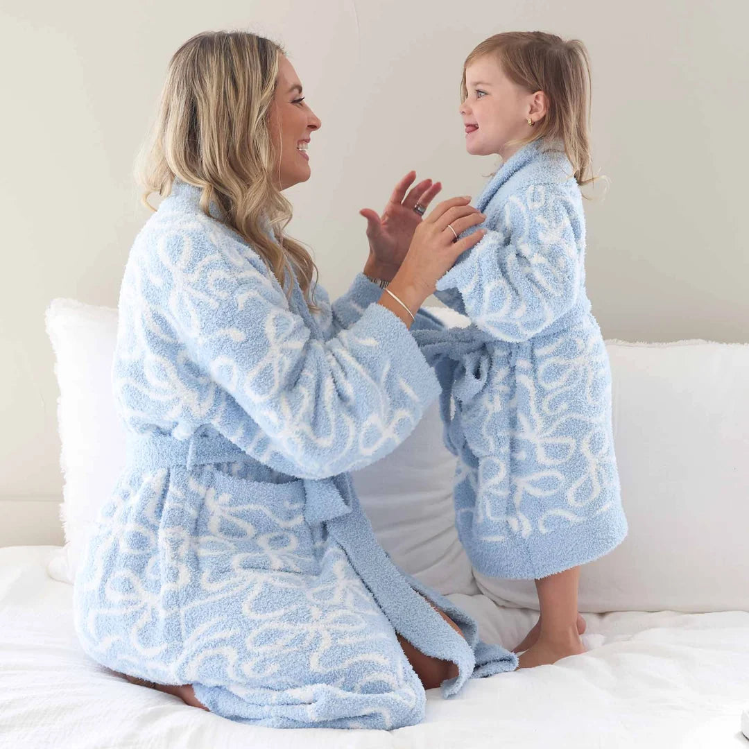 CuddleLane™ Kids Robe | Blue-tiful Bows
