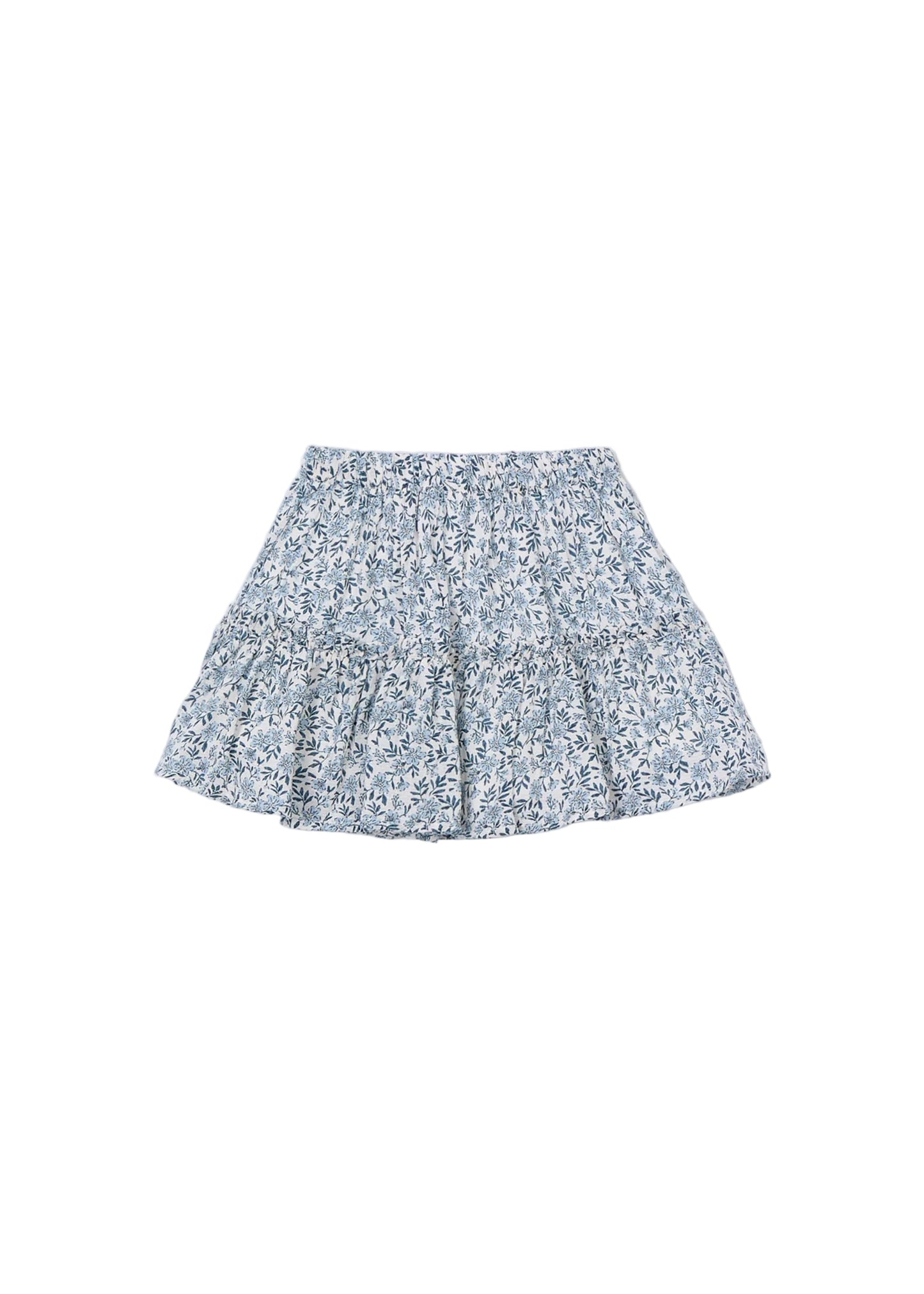 Mini Floral Blue Skirt & Cream Tank Set