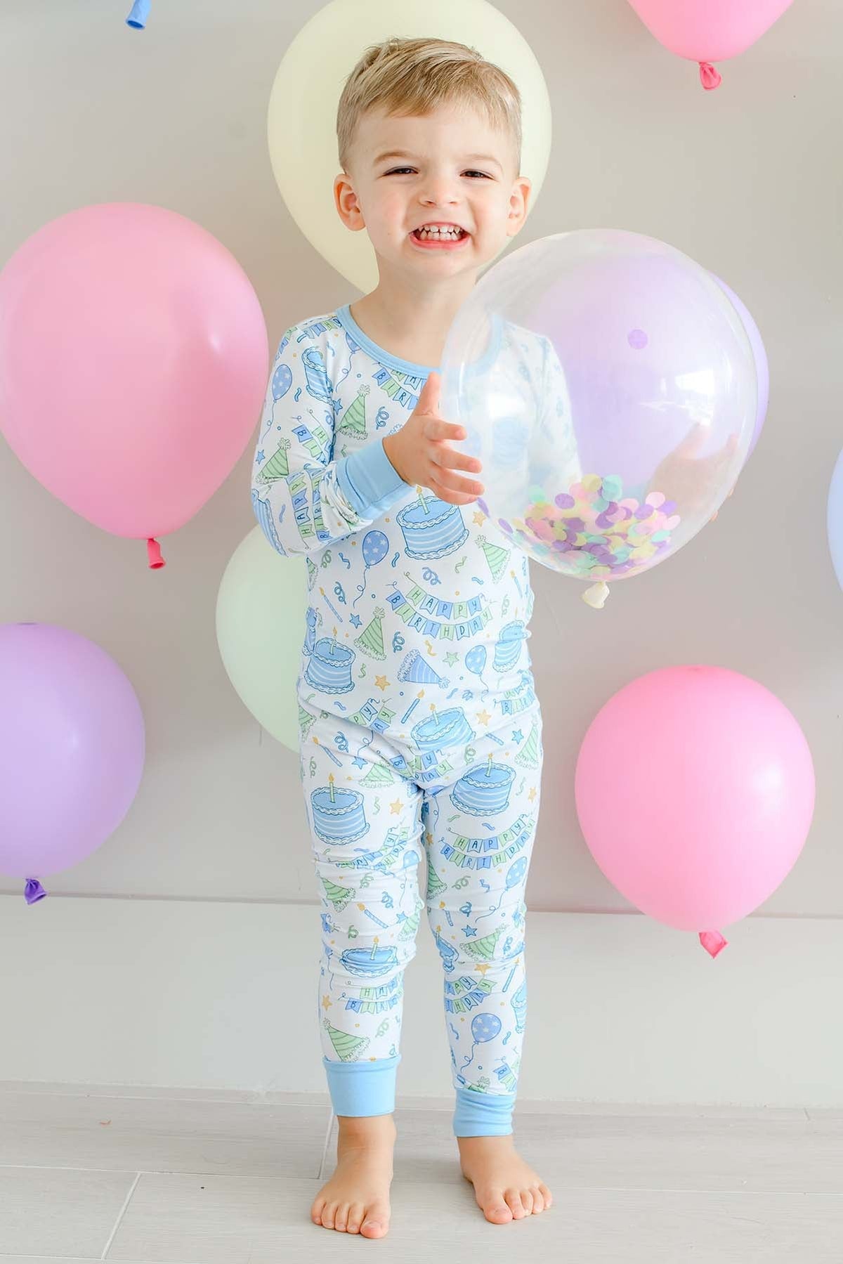 Two-Piece Bamboo Pajamas | Birthday Bash Blue