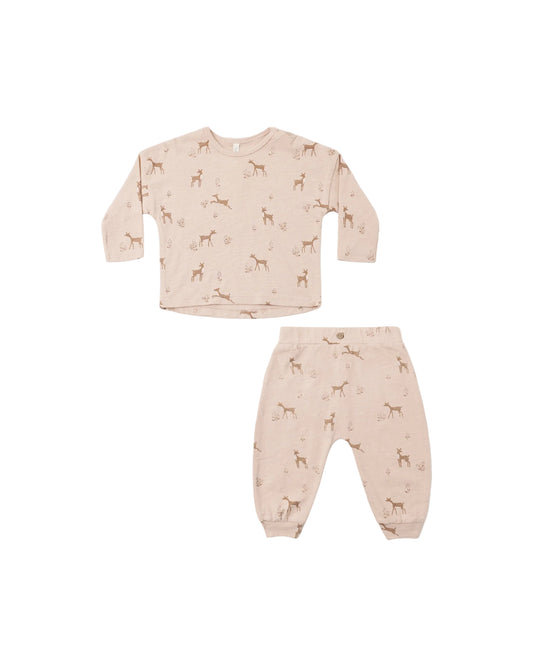 Long Sleeve Tee + Pant Set Fawns