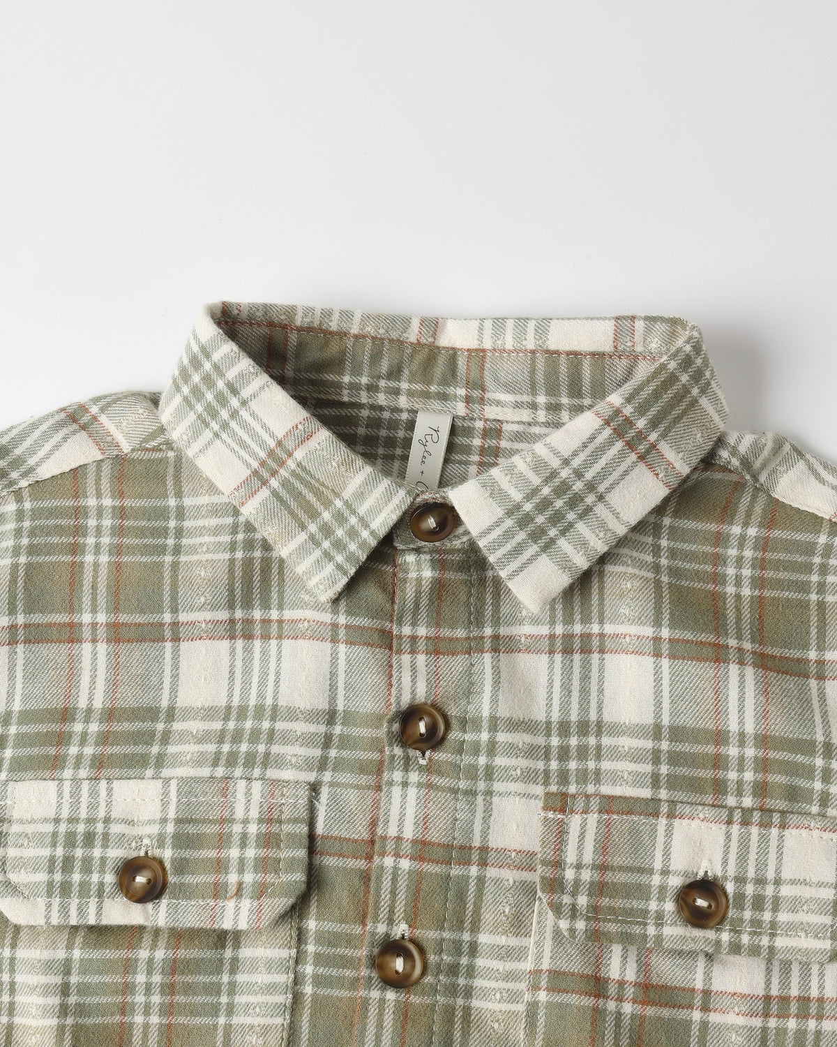 Pocketed Corduroy Shirt Olive Dobby Plaid