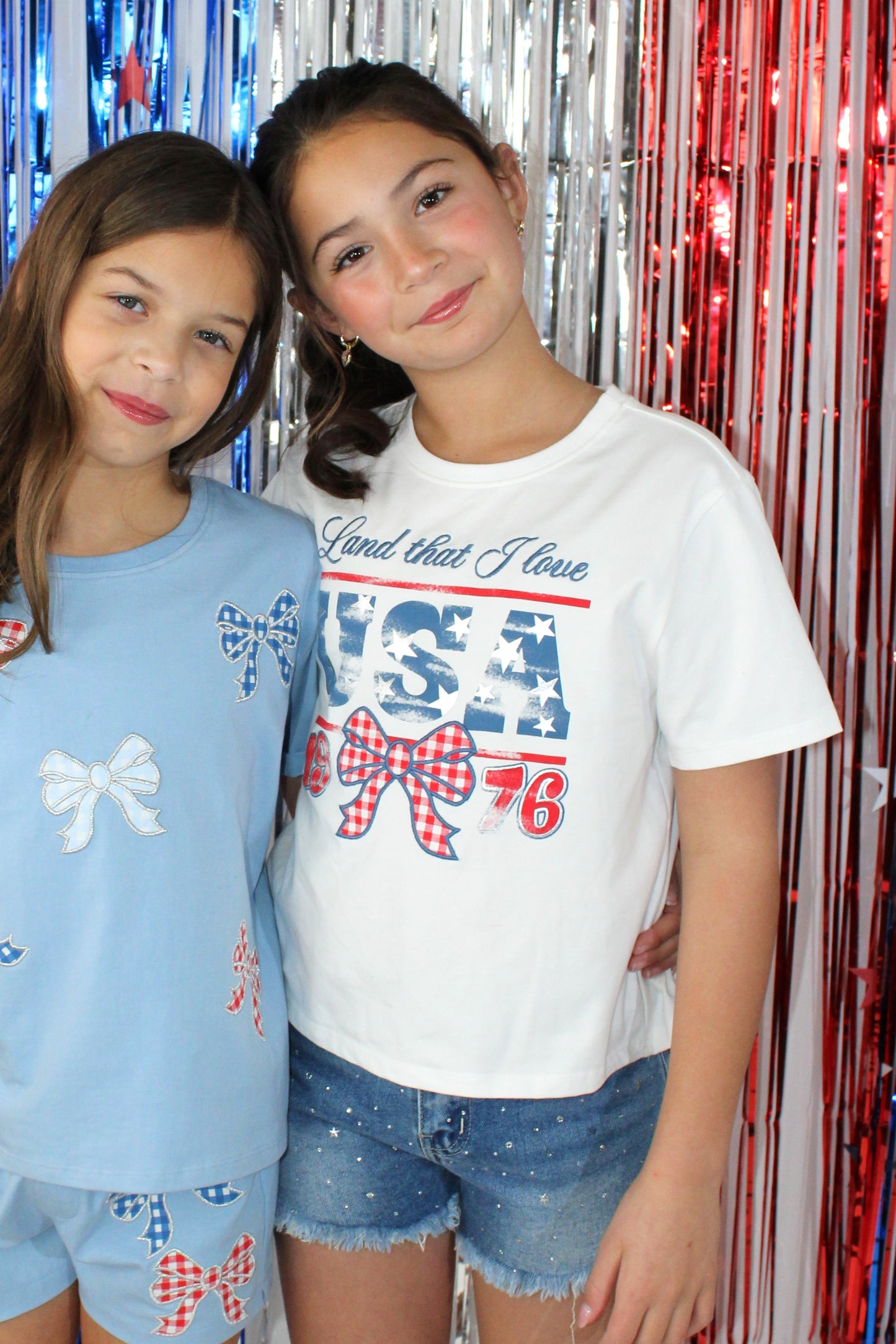 USA Gingham Bow Patch Graphic Tee