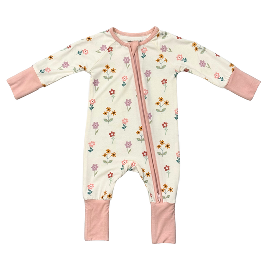 Long Sleeve Zip Romper Meadow Bloom