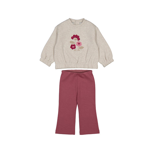 Floral Applique Sweatshirt & Flare Legging Set