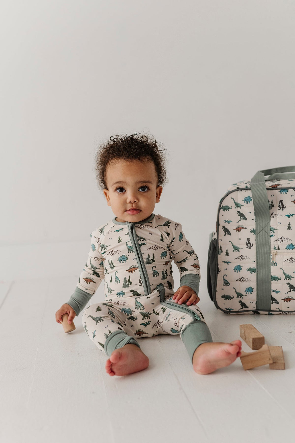 Long Sleeve Zip Romper Dino Land