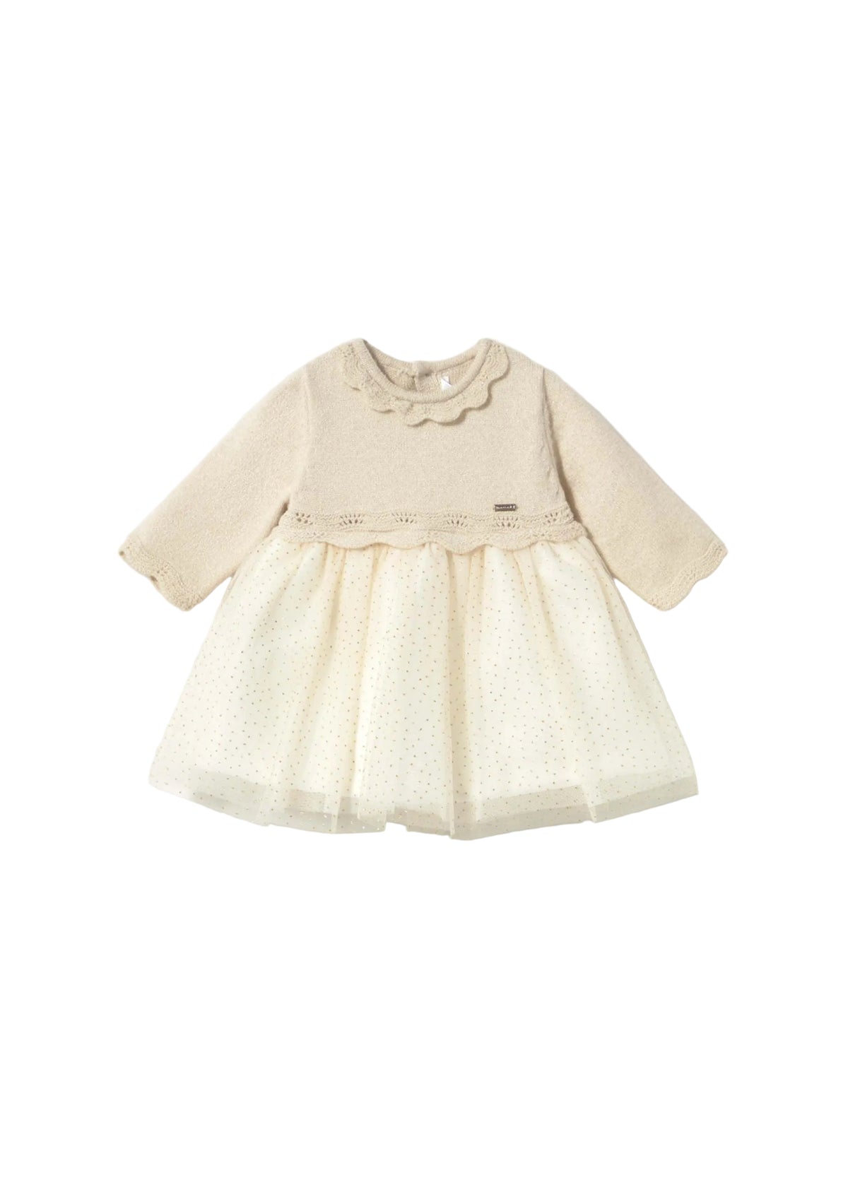 Cream Knit Tulle Dress