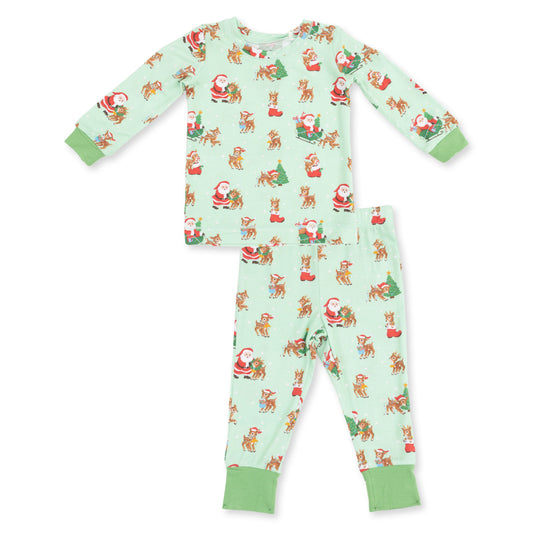 Vintage Reindeer & Santa Uni Long Sleeve Loungewear Set