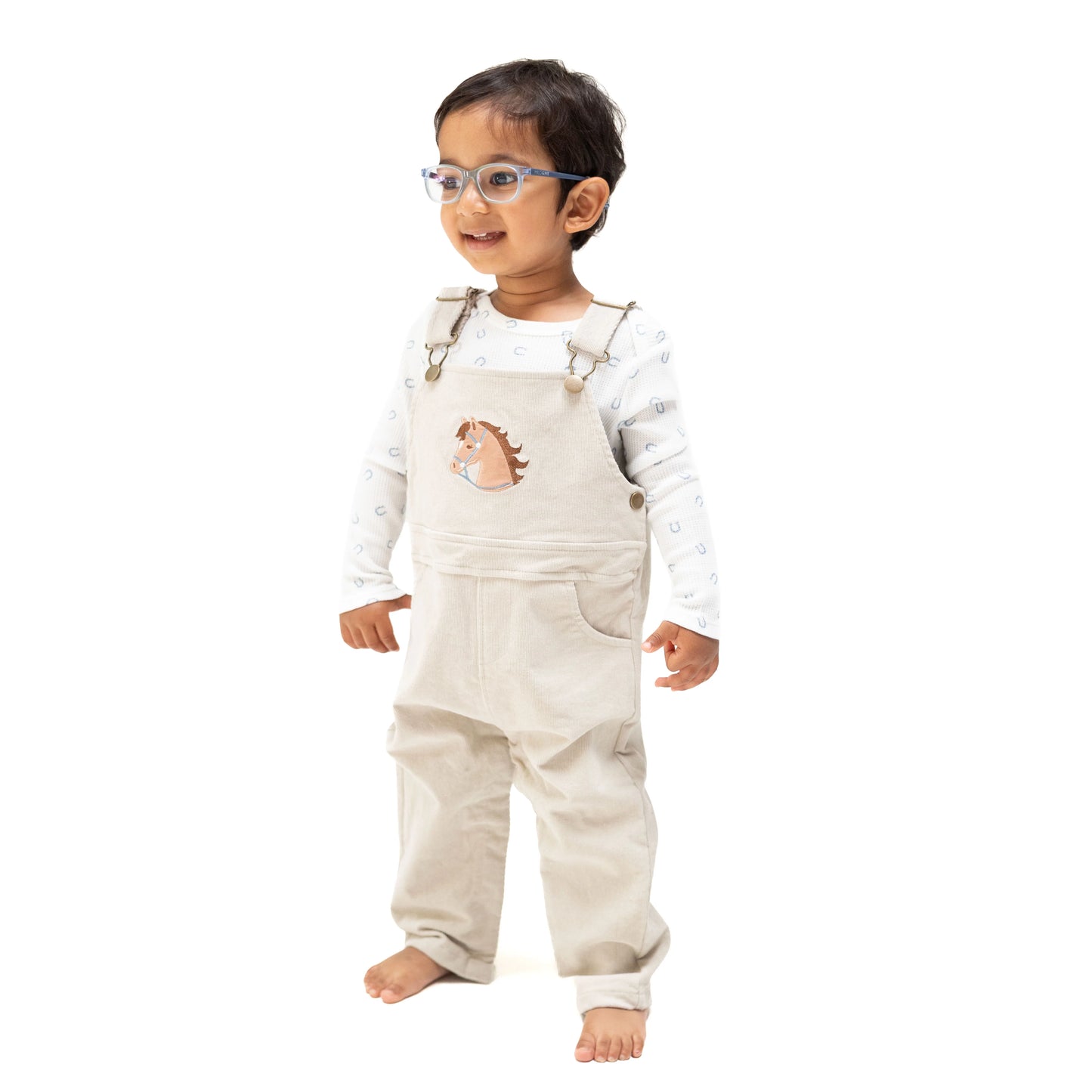 Peyote Corduroy Uni Old School Overall With Horse Appliqué