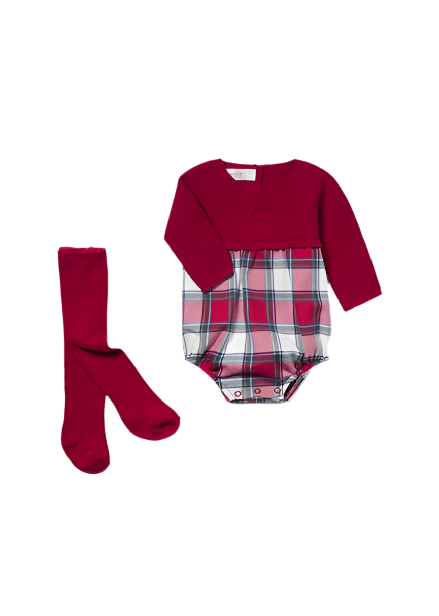 Tartan Bubble & Knit Tights Set