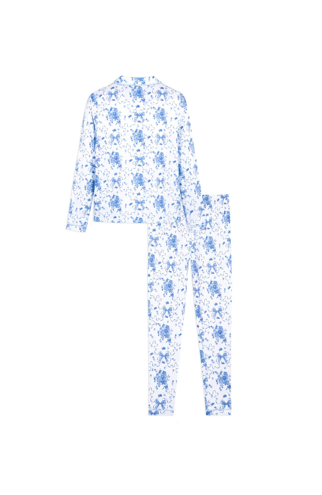 Blue Posies Long Sleeve Jersey Pajama Set