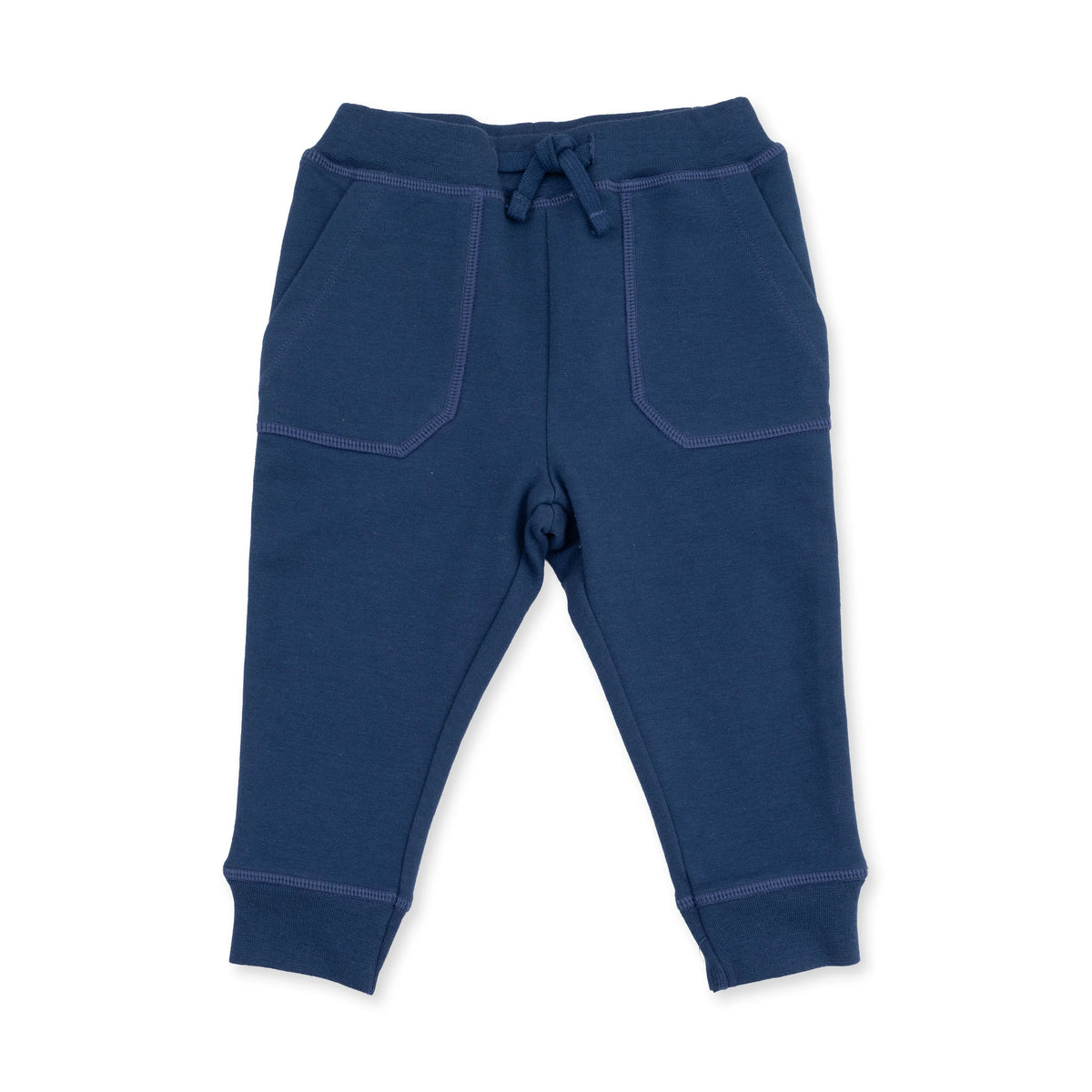 Solid Insignia Blue Jogger Pant With Varsity Stripes