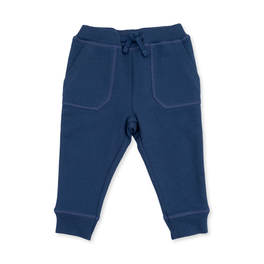 Solid Insignia Blue Jogger Pant With Varsity Stripes