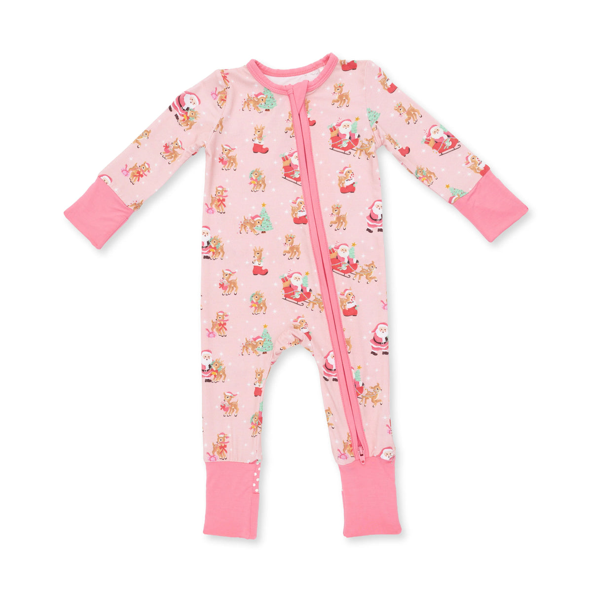Vintage Reindeer & Santa Pink Convertible Romper
