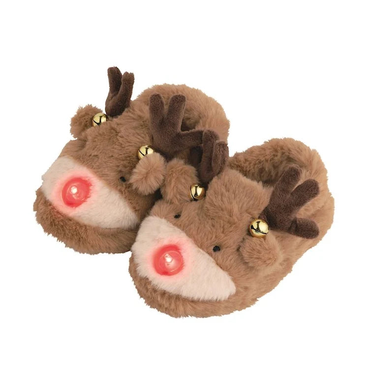 Reindeer Christmas Light-Up Slippers