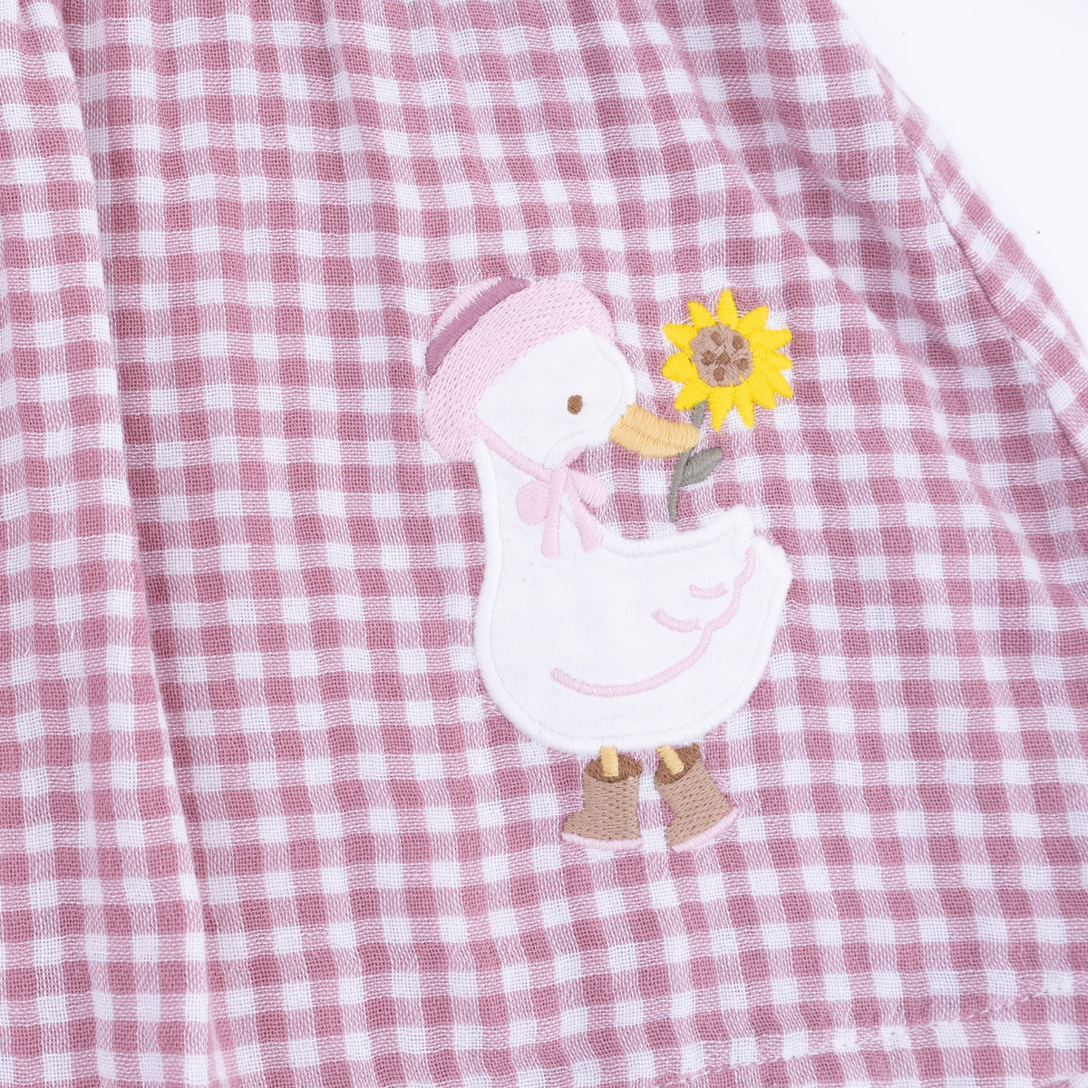 Berry Gingham Long Sleeve Ruffle Bubble With Skirt