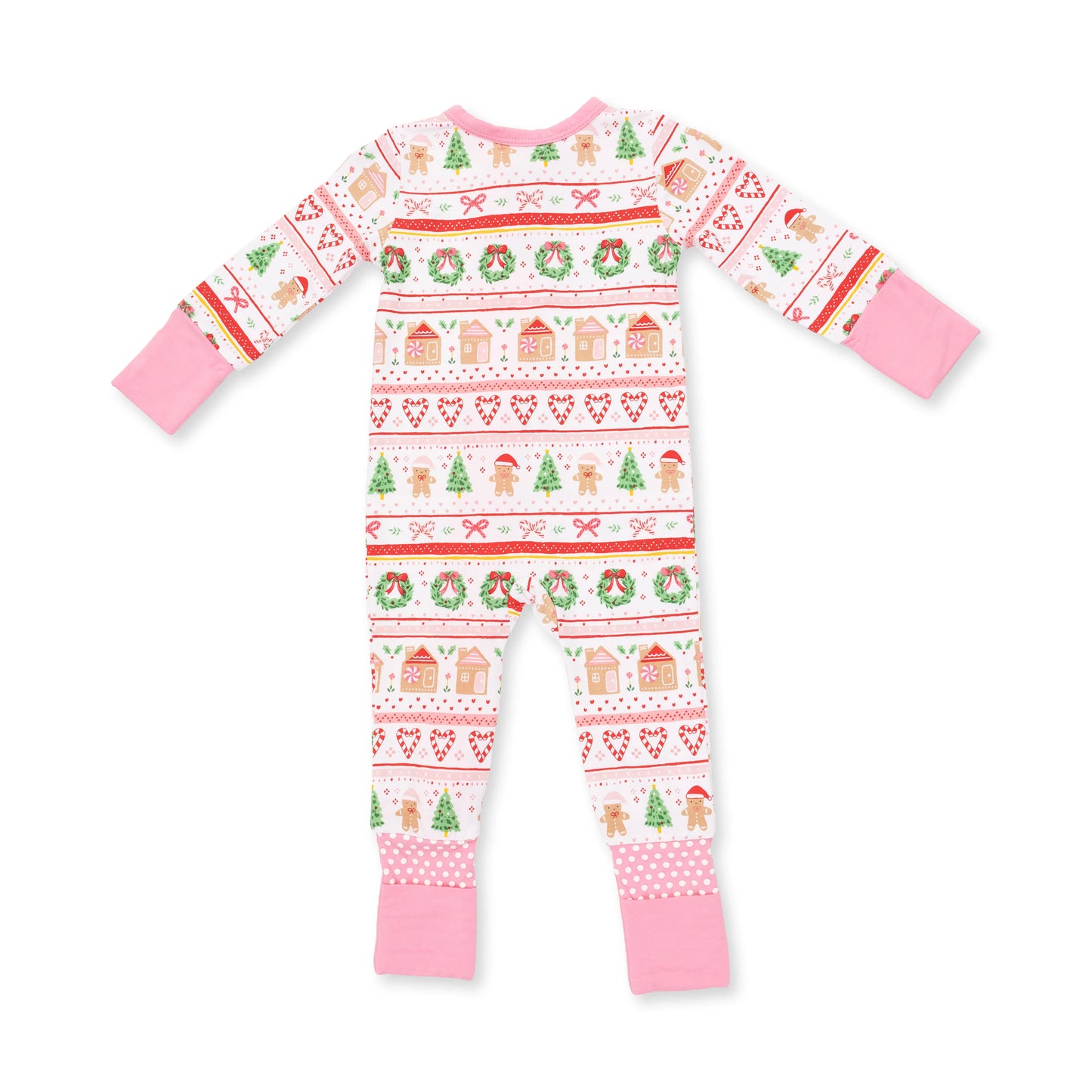 Gingerbread Fair Isle Pink Convertible Romper