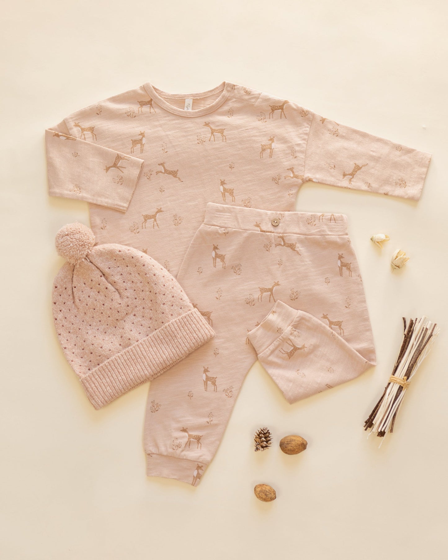 Long Sleeve Tee + Pant Set Fawns