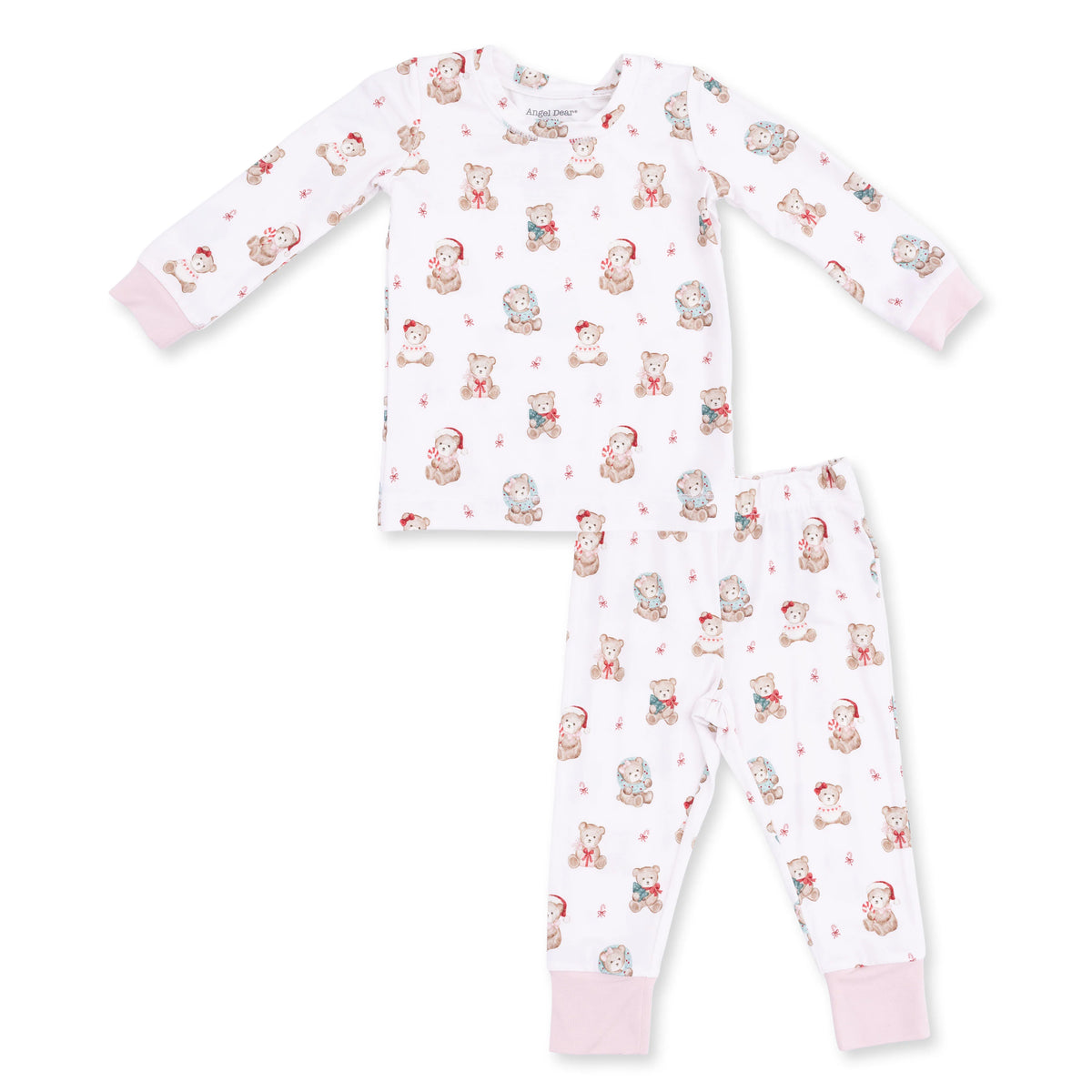 Christmas Teddy Bears Pink Long Sleeve Loungewear Set