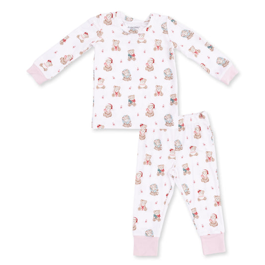 Christmas Teddy Bears Pink Long Sleeve Loungewear Set