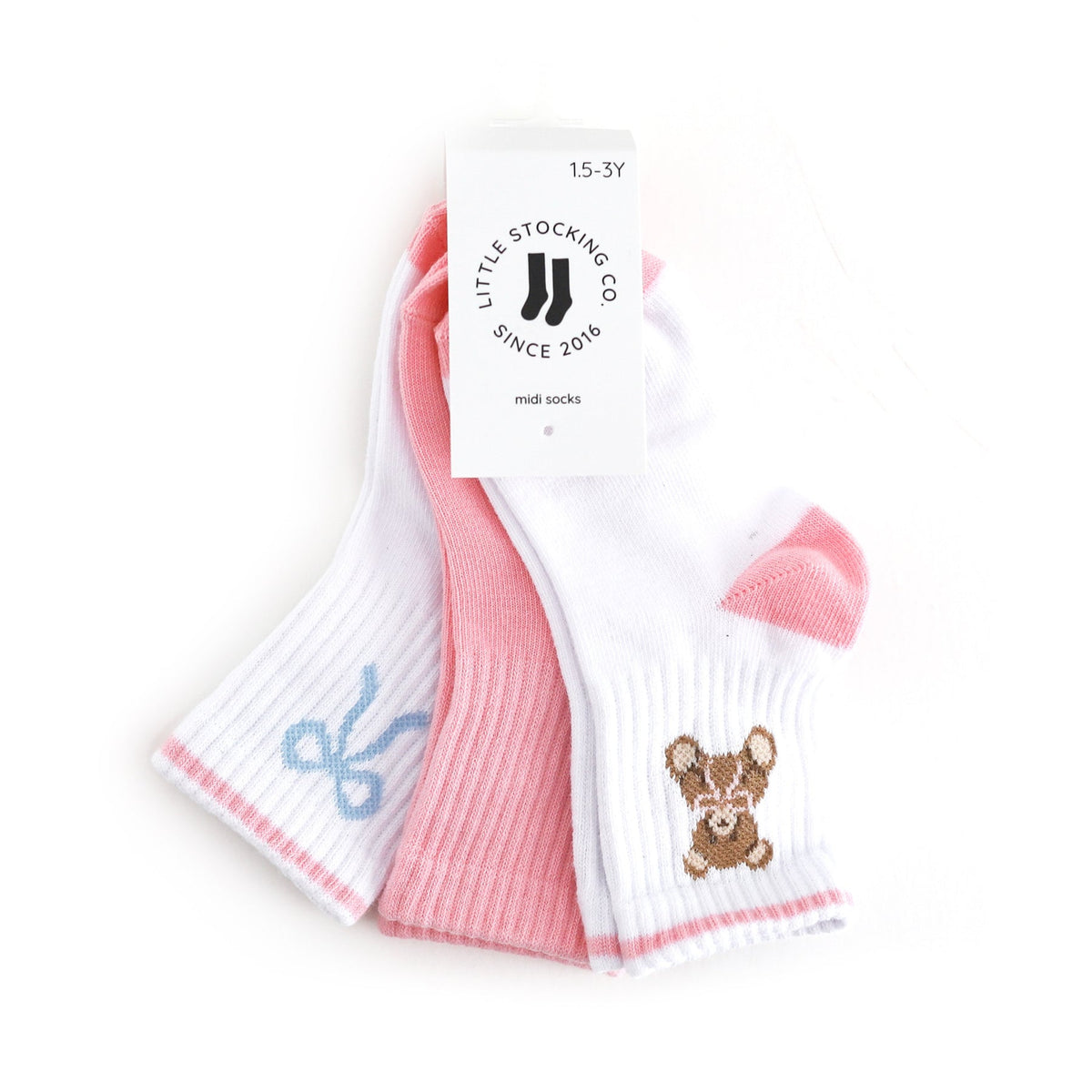 Crew Socks 3-Pack Teddy Bow