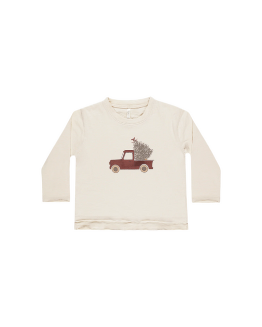 Raw Edge Long Sleeve Tee Truck