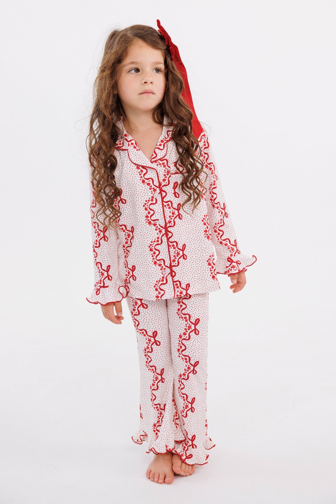Vintage Bows and Blossoms Kids’ Long Sleeve Ruffle Flare Set