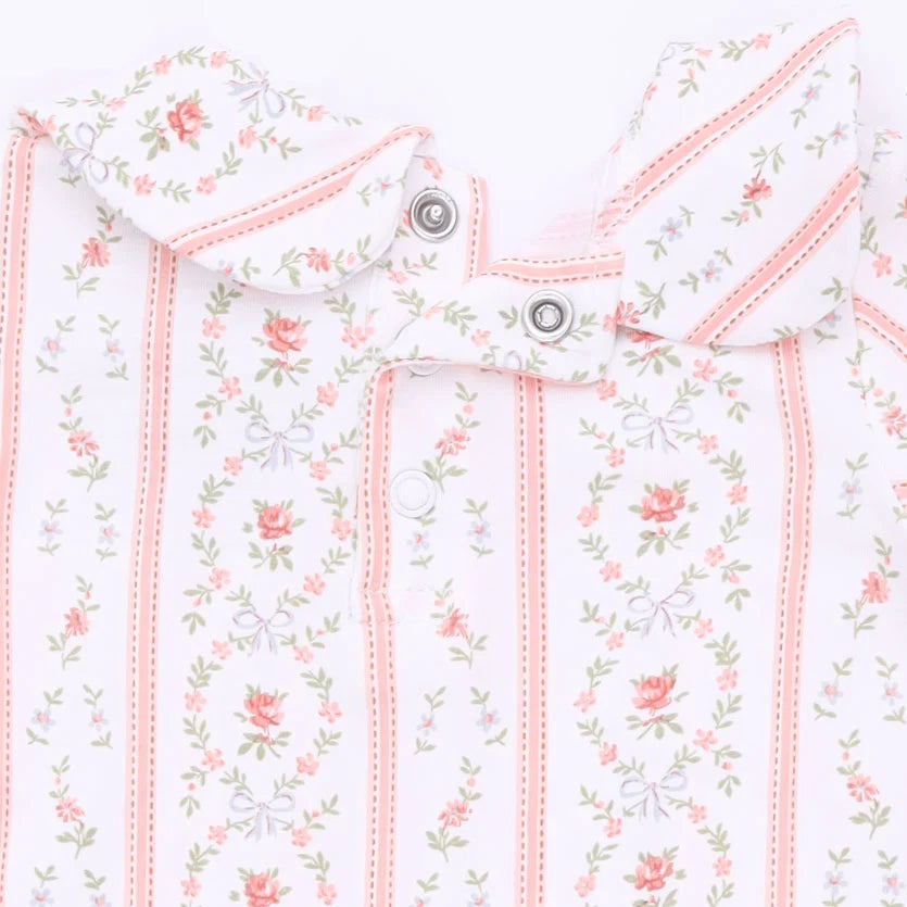 Marnie Rosebud Stripe Smocked Peter Pan Footie