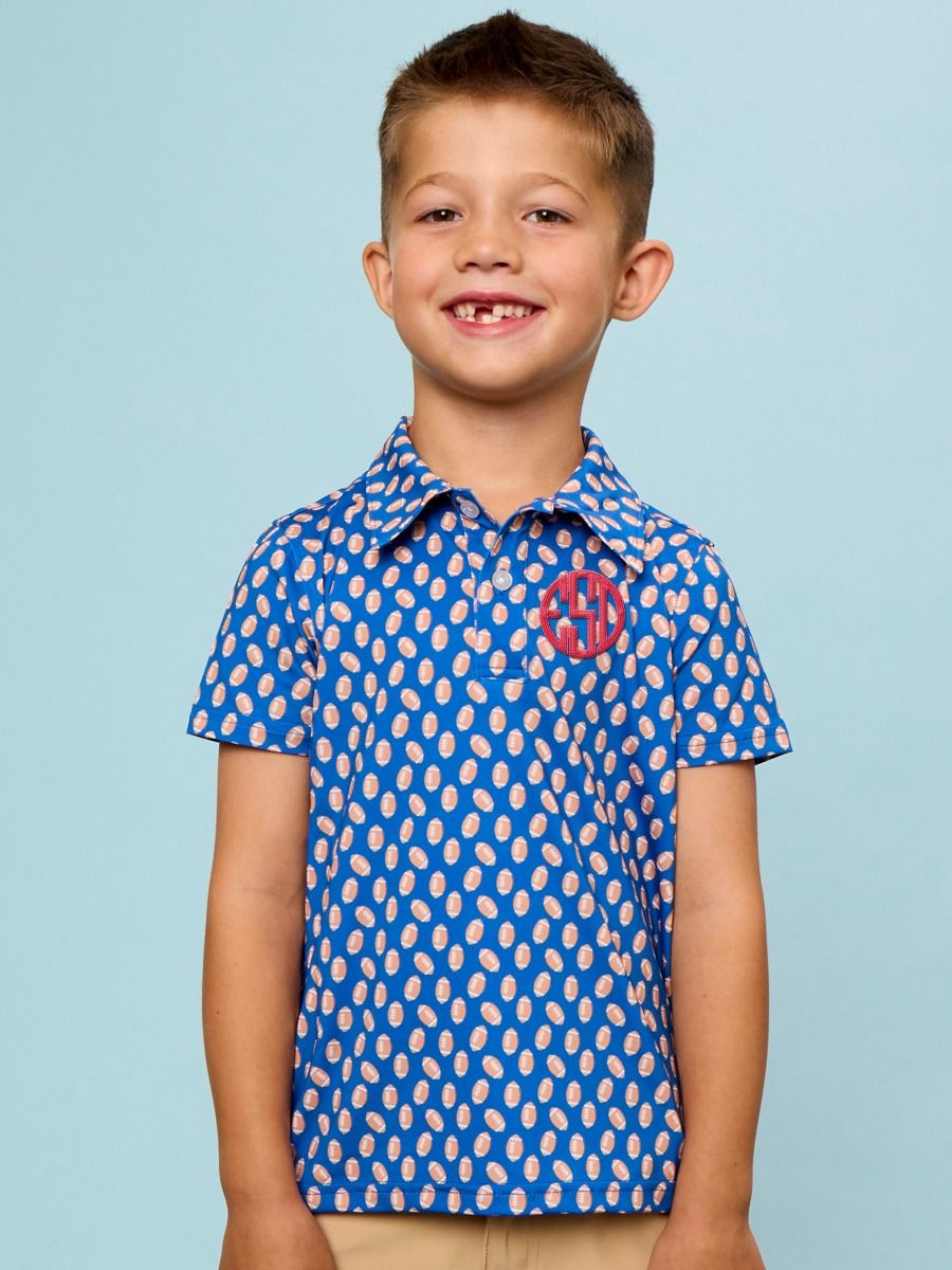 Knit Short Sleeve Performance Polo Varsity Blue Football Frenzy