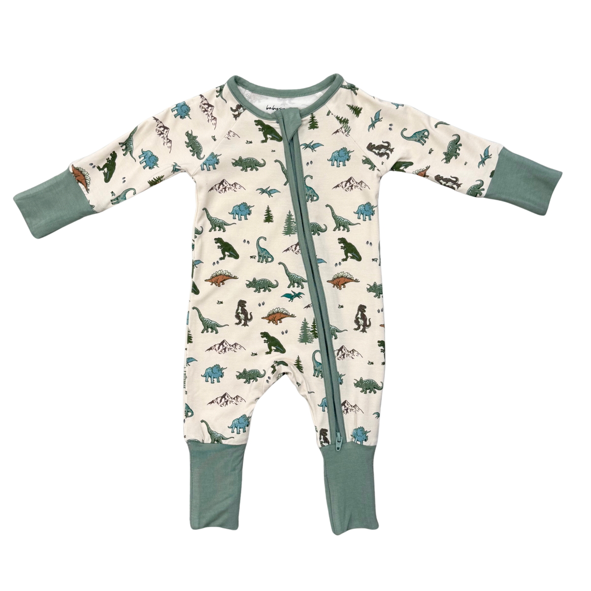 Long Sleeve Zip Romper Dino Land