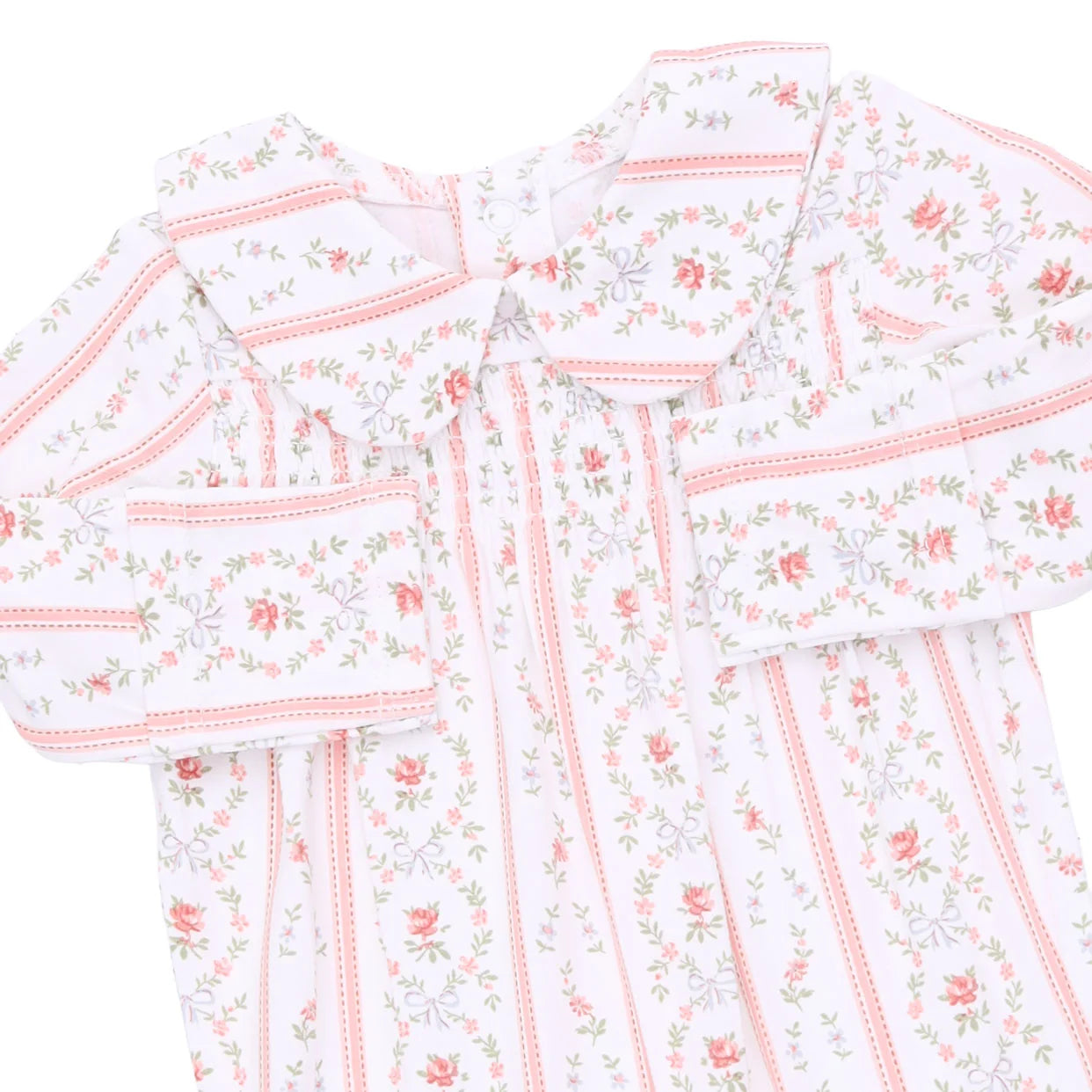 Marnie Rosebud Stripe Smocked Peter Pan Footie