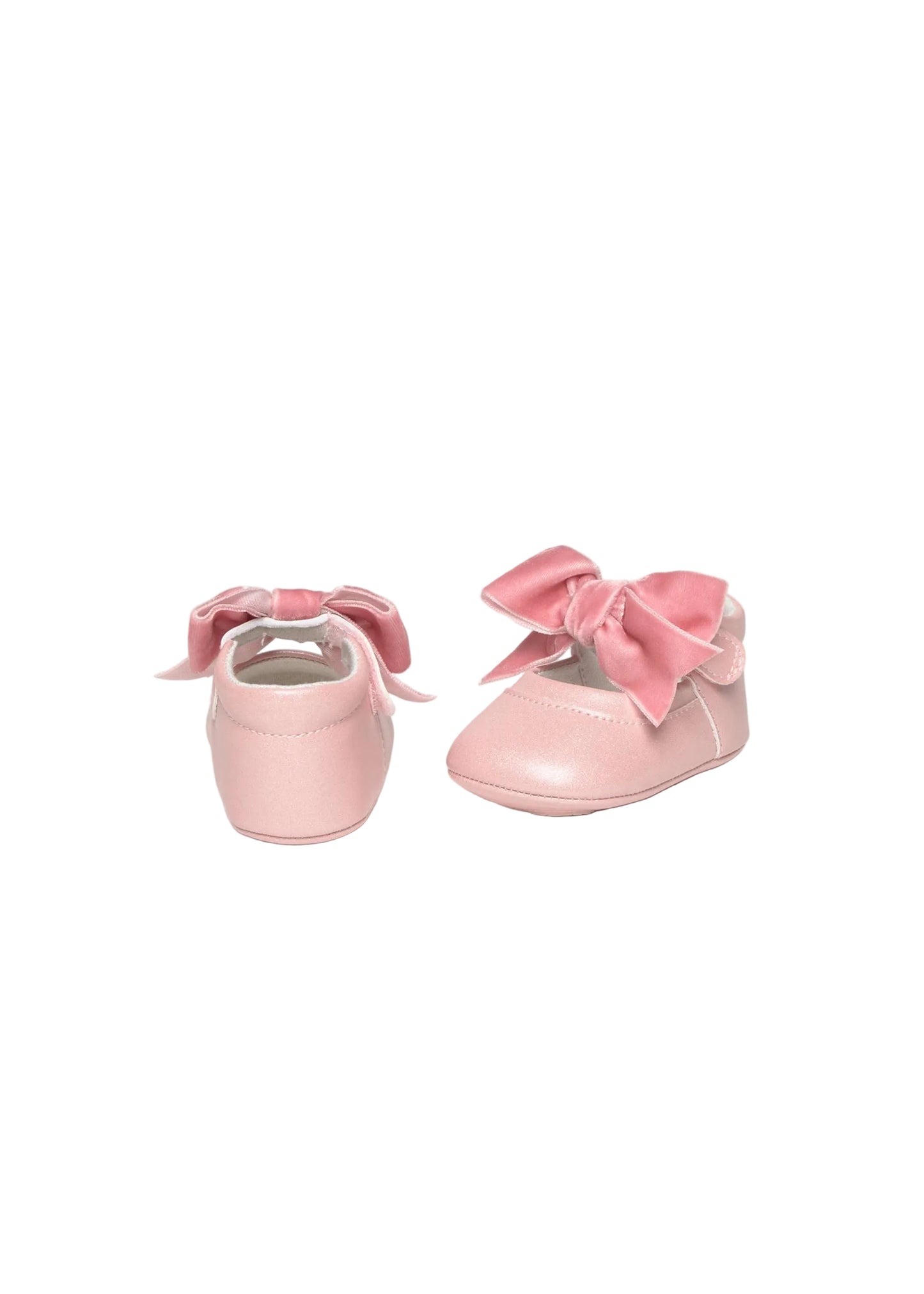 Pink Bow Velcro Crib Shoe