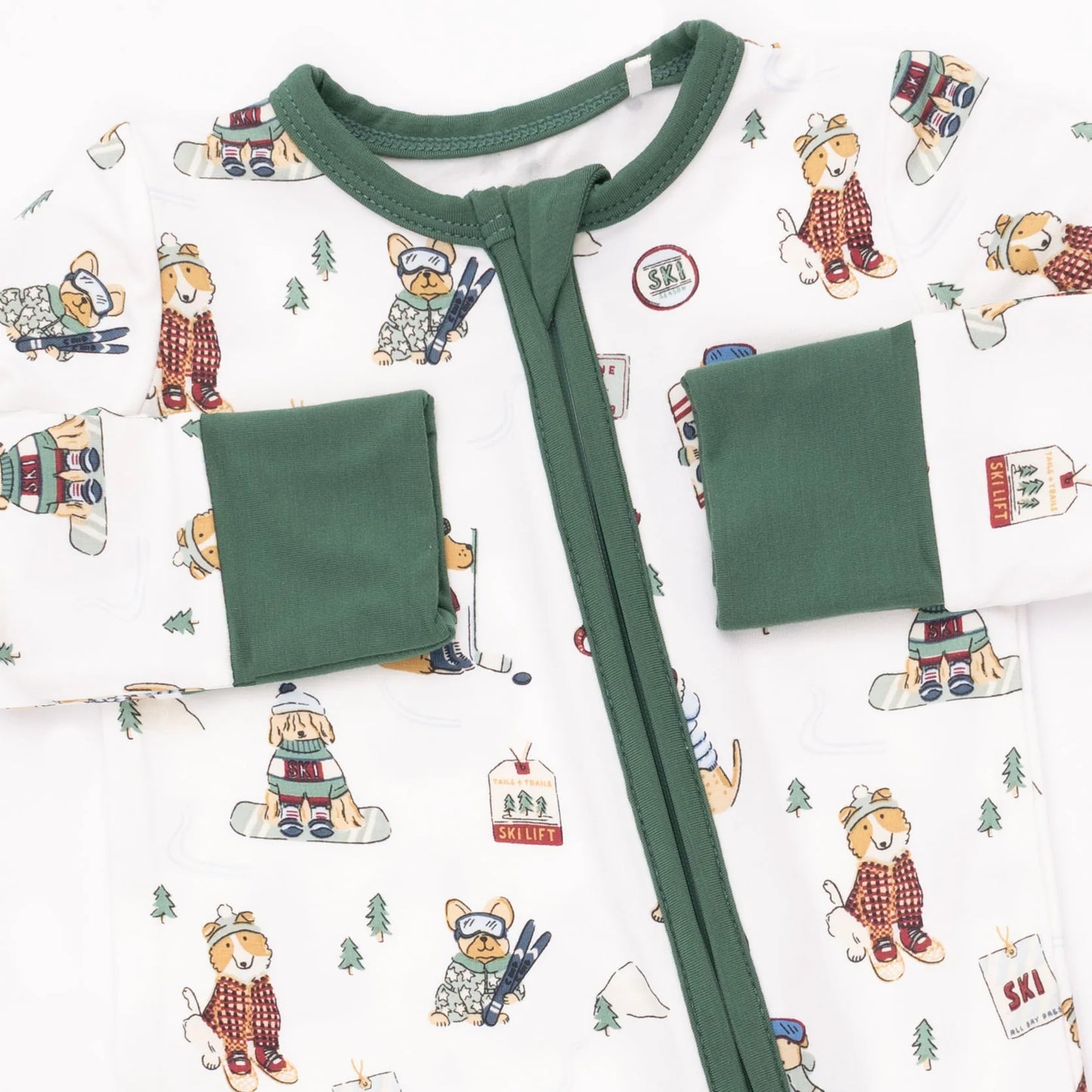 Winter Sports Dogs Green Convertible Romper
