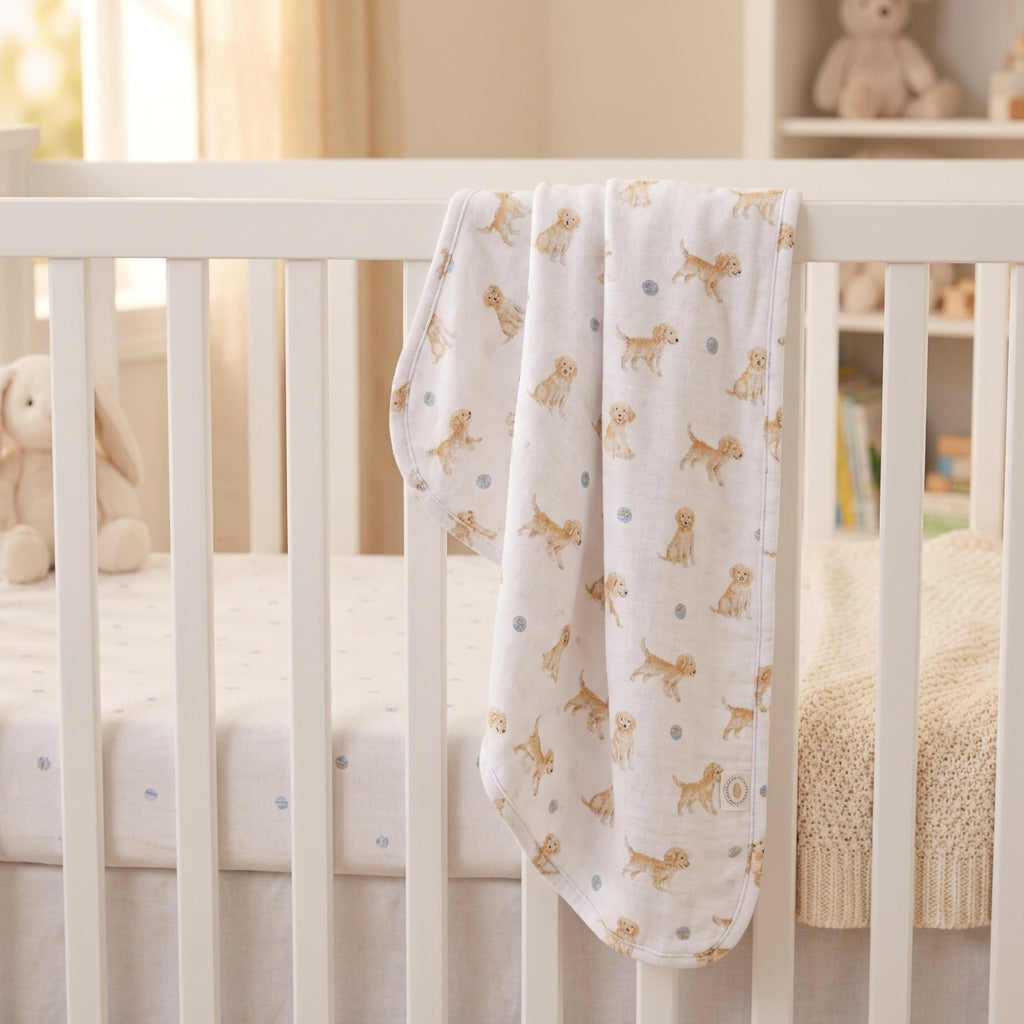 Tiny Puppies Printed Pima Receiving Blanket 30”X28.5”