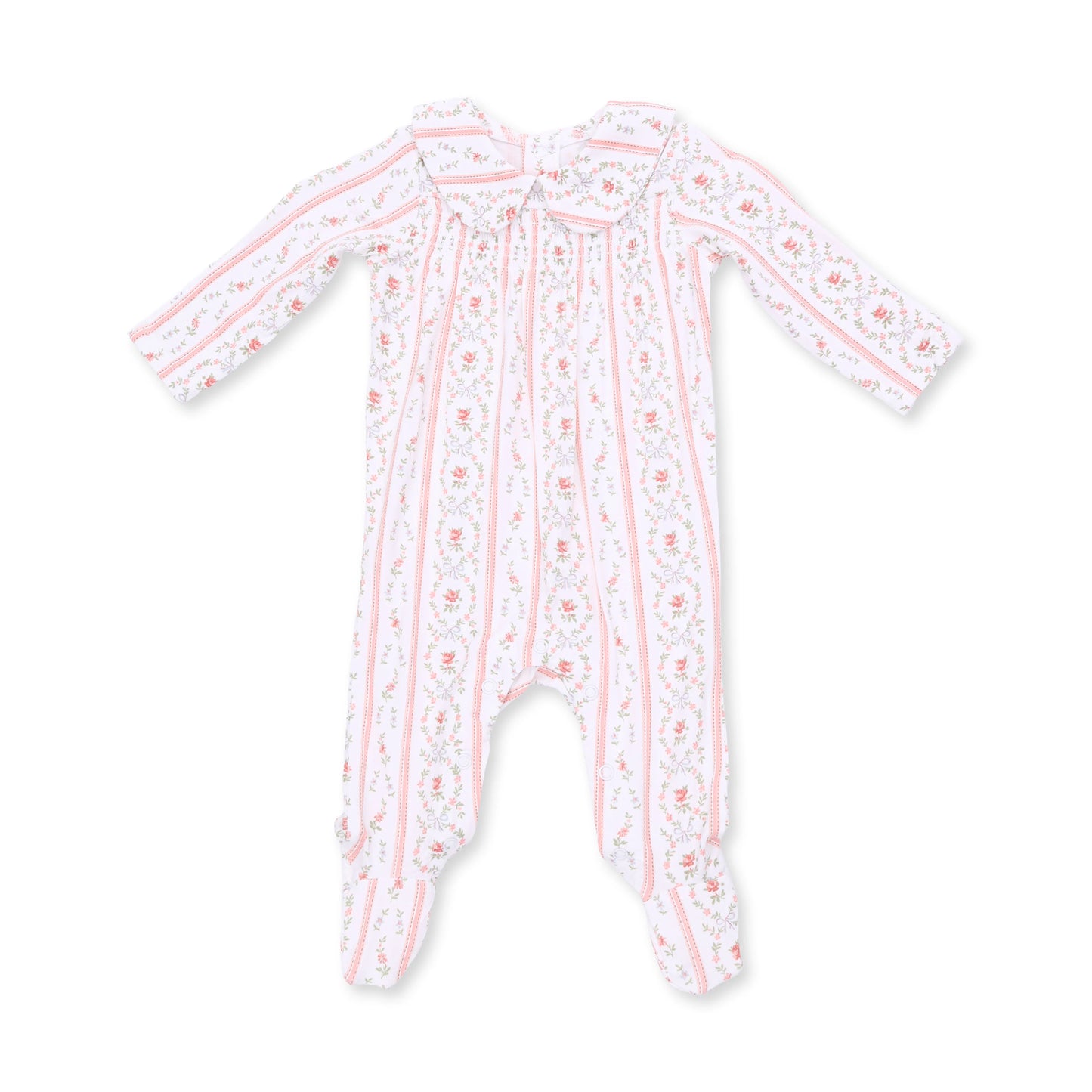 Marnie Rosebud Stripe Smocked Peter Pan Footie