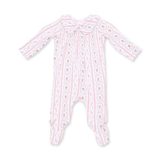 Marnie Rosebud Stripe Smocked Peter Pan Footie