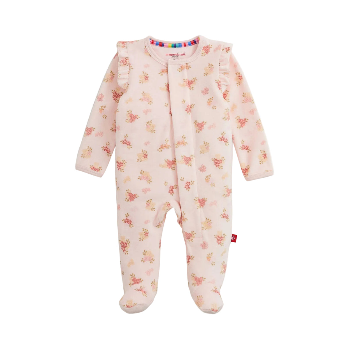Magnetic Me Floral Girls Velour Magnetic Footie