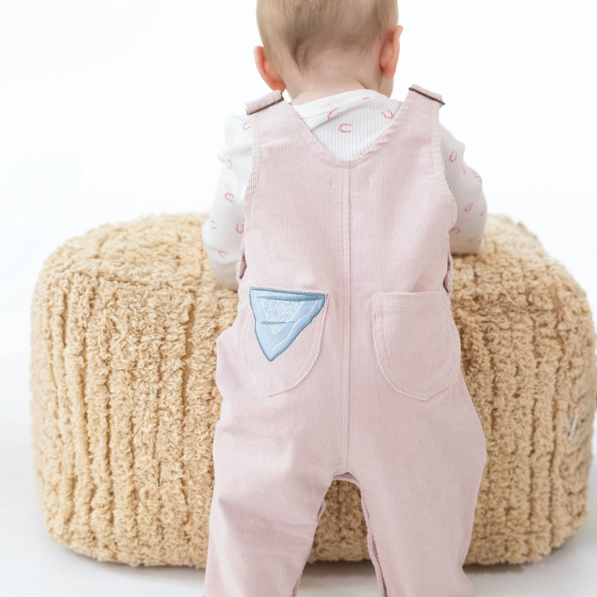 Veiled Pink Corduroy Uni Old School Overall With Horse Applique