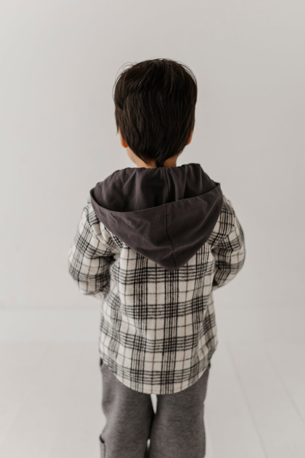 Hooded Shacket Granite Plaid