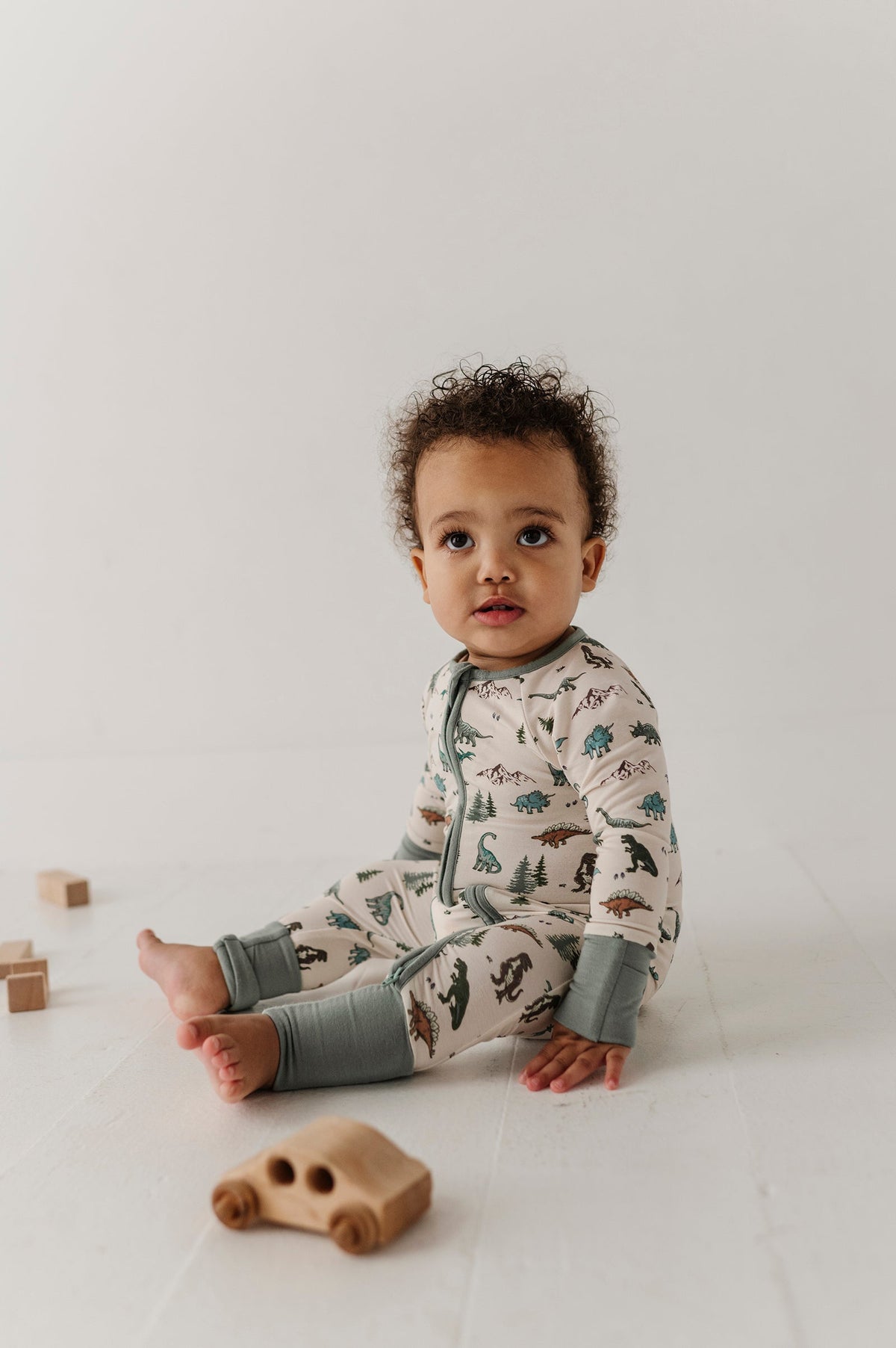 Long Sleeve Zip Romper Dino Land