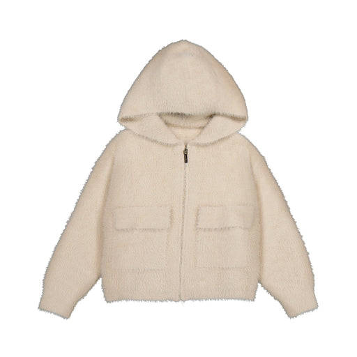 Furry Knit Zip Up Sweater