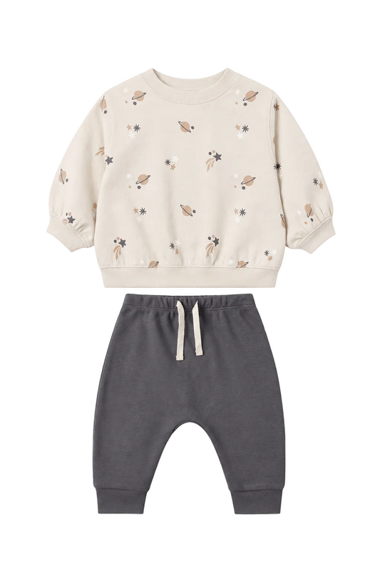 Oversized Crew Sweatshirt Space & Drawstring Pant Midnight
