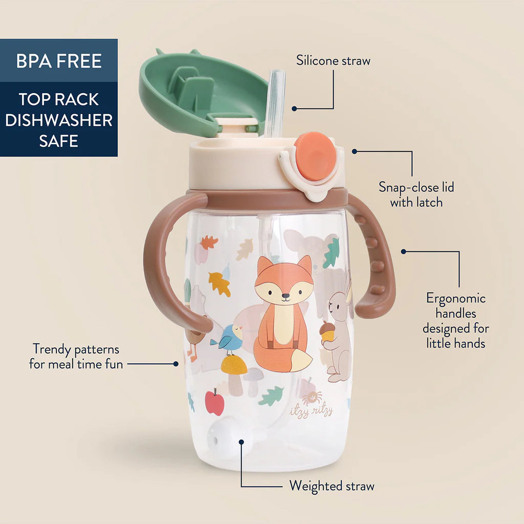 Itzy Sips Woodland Straw Cup With Snap Close Lid