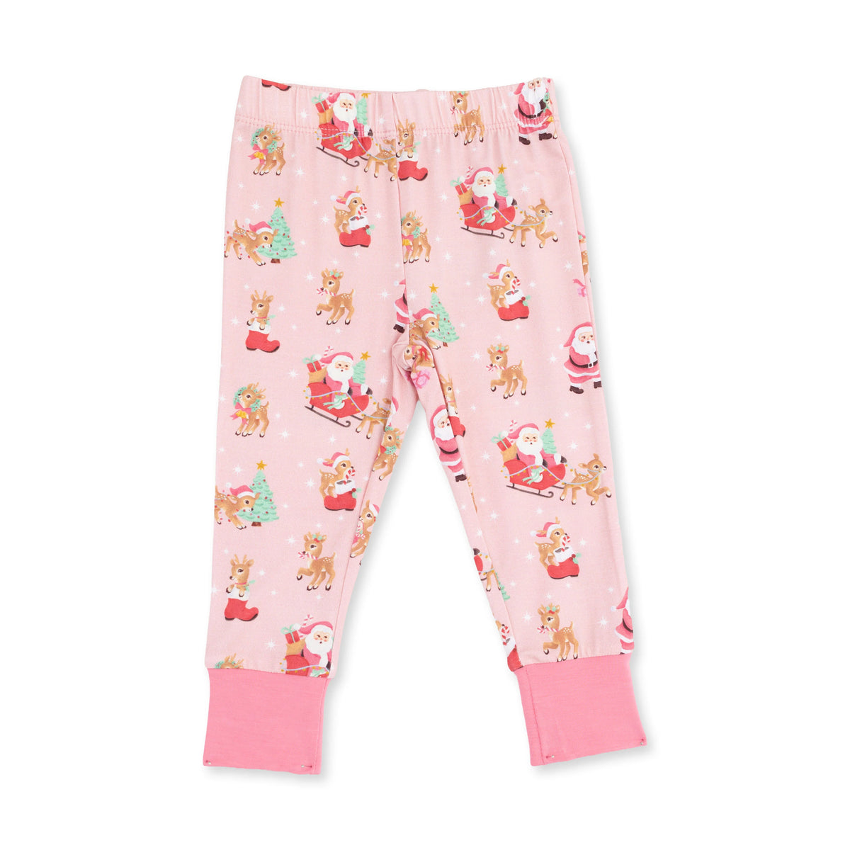 Vintage Reindeer & Santa Pink Long Sleeve Loungewear Set